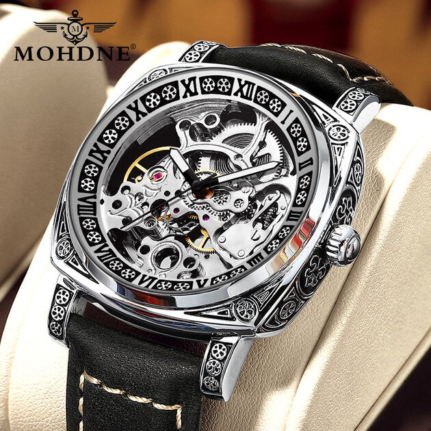 Montre homme automatique, bracelet cuir – Vente Flash Bijoux