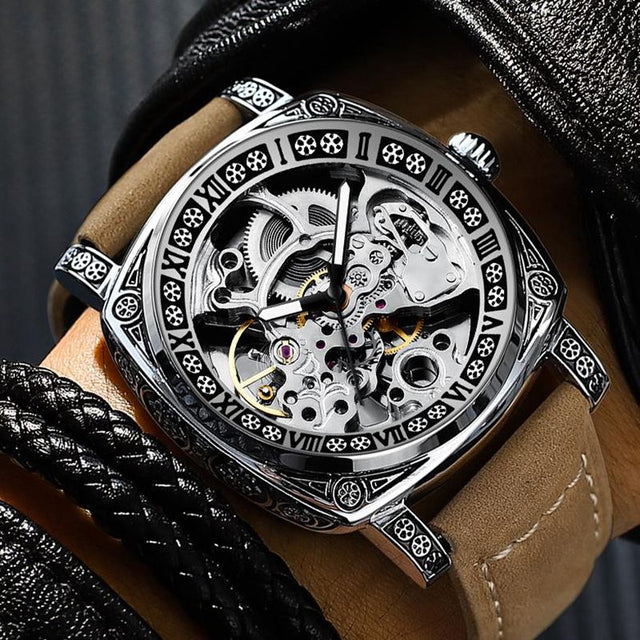 Montre homme automatique, bracelet cuir – Vente Flash Bijoux