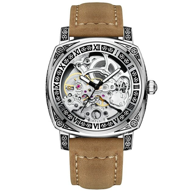 Montre homme automatique, bracelet cuir – Vente Flash Bijoux