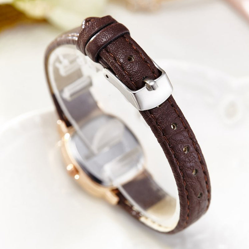 Montre femme à quartz, bracelet cuir, tendance – Vente Flash Bijoux