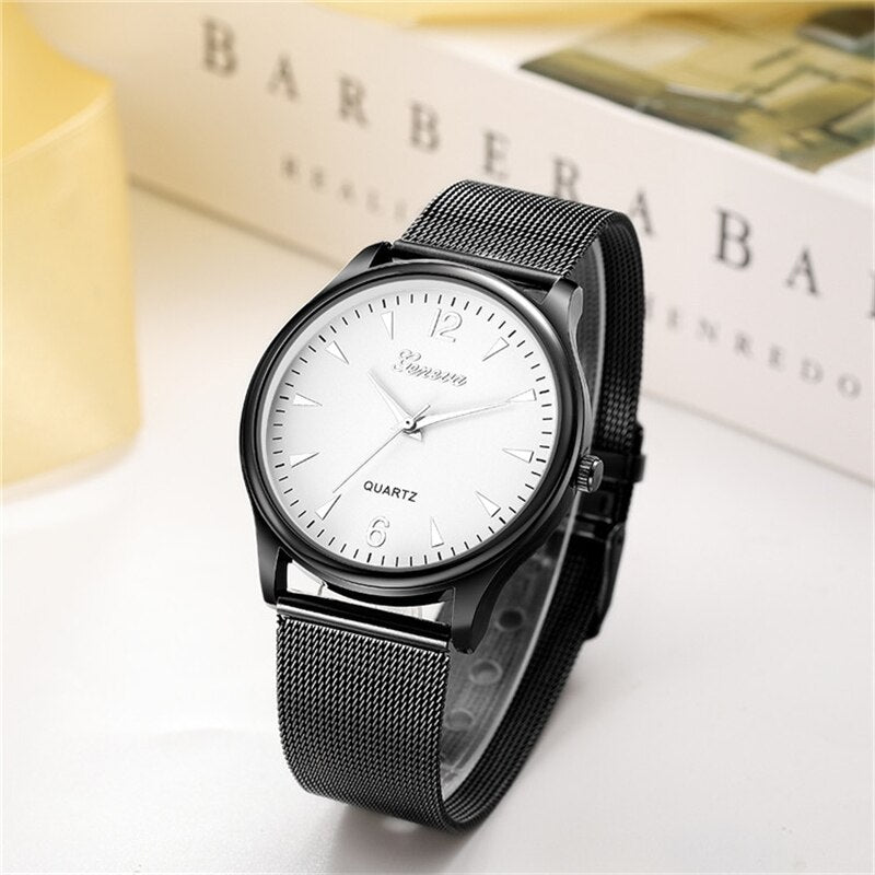 Montre femme acier inoxydable, à quartz, bracelet acier, vintage – Vente Flash Bijoux
