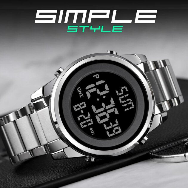 Montre homme acier inoxydable, chronographe, bracelet acier – Vente Flash Bijoux