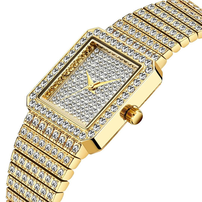 Montre femme dorée, à quartz, bracelet acier – Vente Flash Bijoux