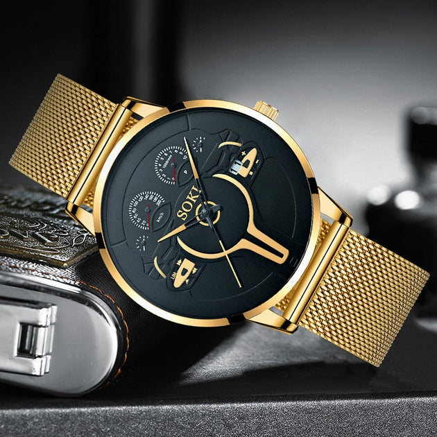 Montre homme acier inoxydable, à quartz, bracelet acier, chic – Vente Flash Bijoux