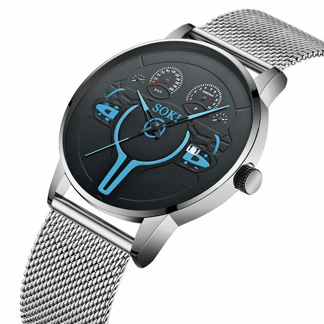 Montre homme acier inoxydable, à quartz, bracelet acier, chic – Vente Flash Bijoux