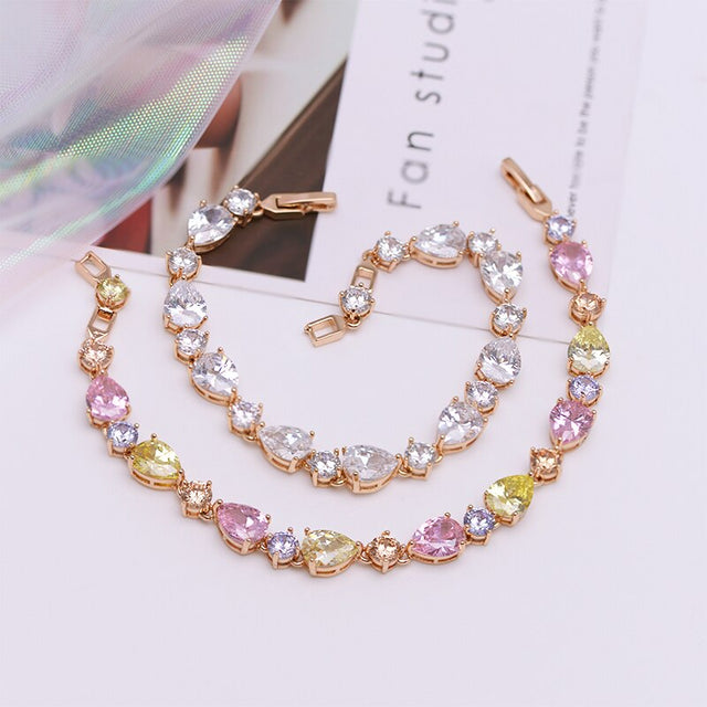 Bracelet femme doré, chaîne, zircon cubique, vintage – Vente Flash Bijoux