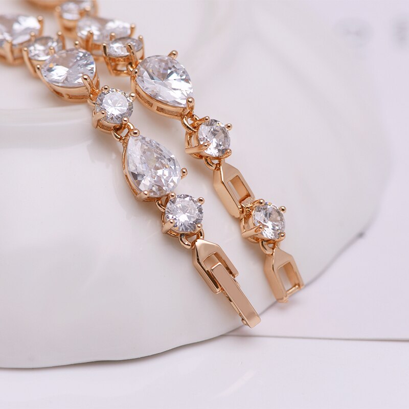 Bracelet femme doré, chaîne, zircon cubique, vintage – Vente Flash Bijoux