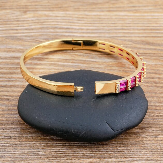 Bracelet manchette femme doré, zircon et cristal– Vente Flash Bijoux