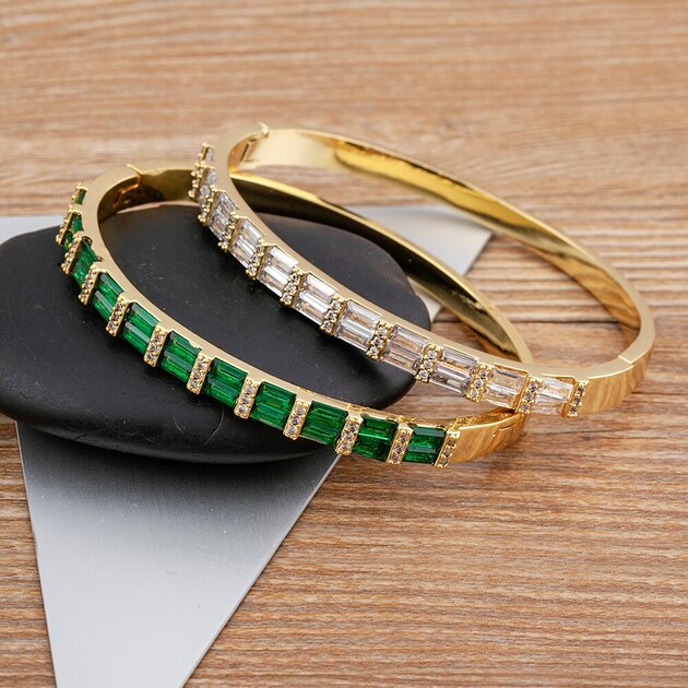 Bracelet manchette femme doré, zircon et cristal– Vente Flash Bijoux