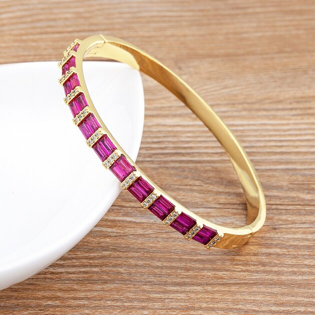 Bracelet manchette femme doré, zircon et cristal– Vente Flash Bijoux