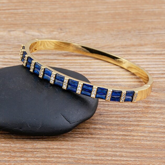 Bracelet manchette femme doré, zircon et cristal– Vente Flash Bijoux