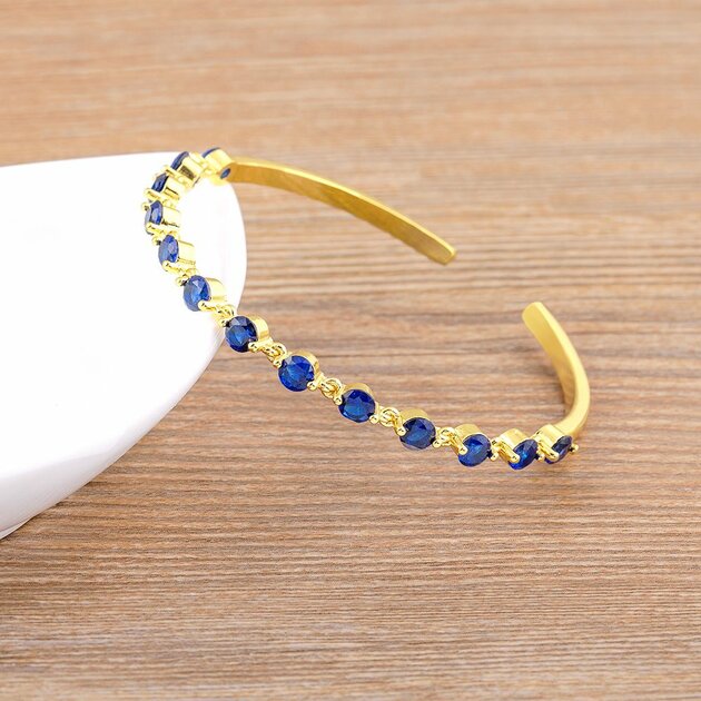 Bracelet femme doré, manchette, zircon cubique – Vente Flash Bijoux
