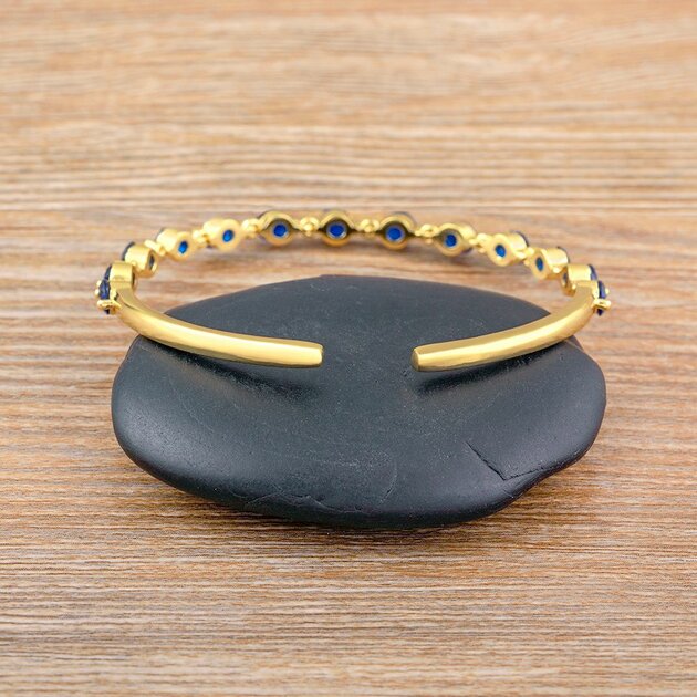 Bracelet femme doré, manchette, zircon cubique – Vente Flash Bijoux