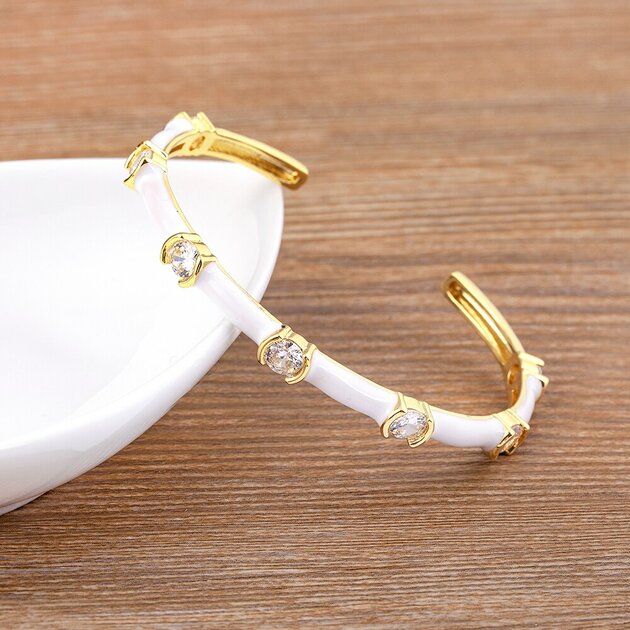 Bracelet manchette femme doré, zircon cubique– Vente Flash Bijoux