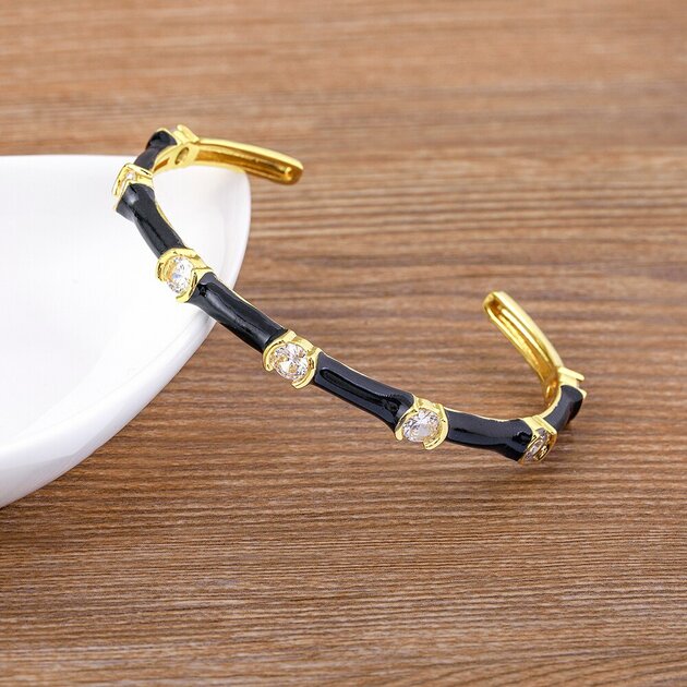 Bracelet manchette femme doré, zircon cubique– Vente Flash Bijoux