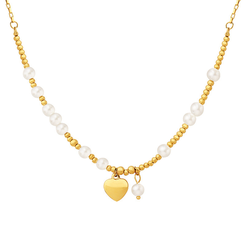 Collier femme doré, cœur, perles – Vente Flash Bijoux