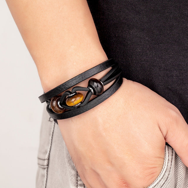 Bracelet femme acier inoxydable, œil de tigre – Vente Flash Bijoux