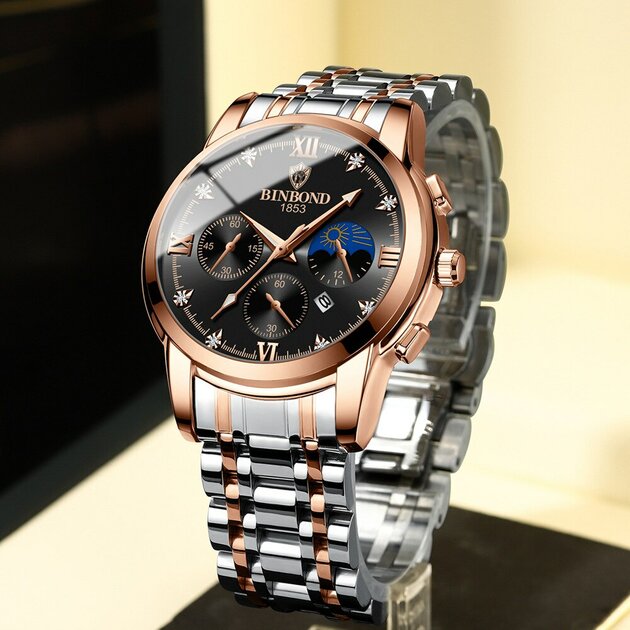 Montre homme acier inoxydable, à quartz, bracelet acier, raffiné – Vente Flash Bijoux