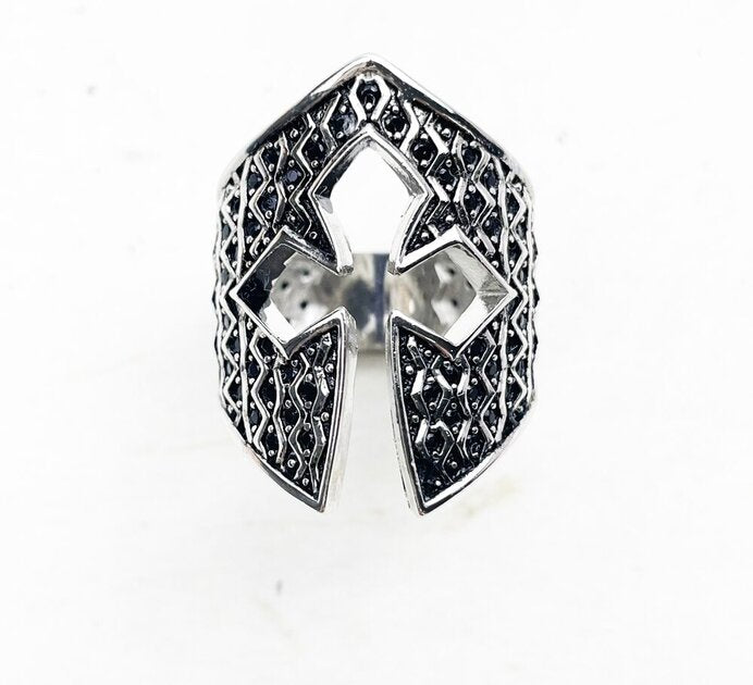 Bague casque templier argentée, style vintage– Vente Flash Bijoux