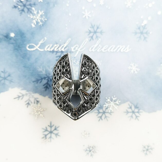 Bague casque templier argentée, style vintage– Vente Flash Bijoux