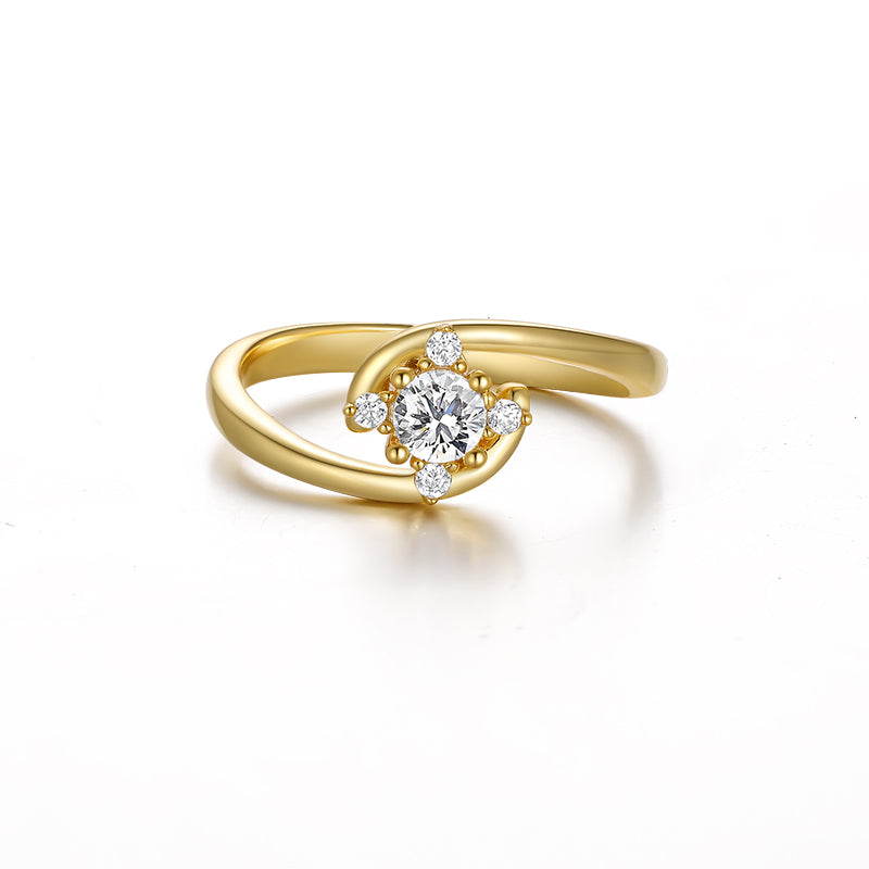 Bague femme dorée, zircon cubique, raffiné, tendance – Vente Flash Bijoux