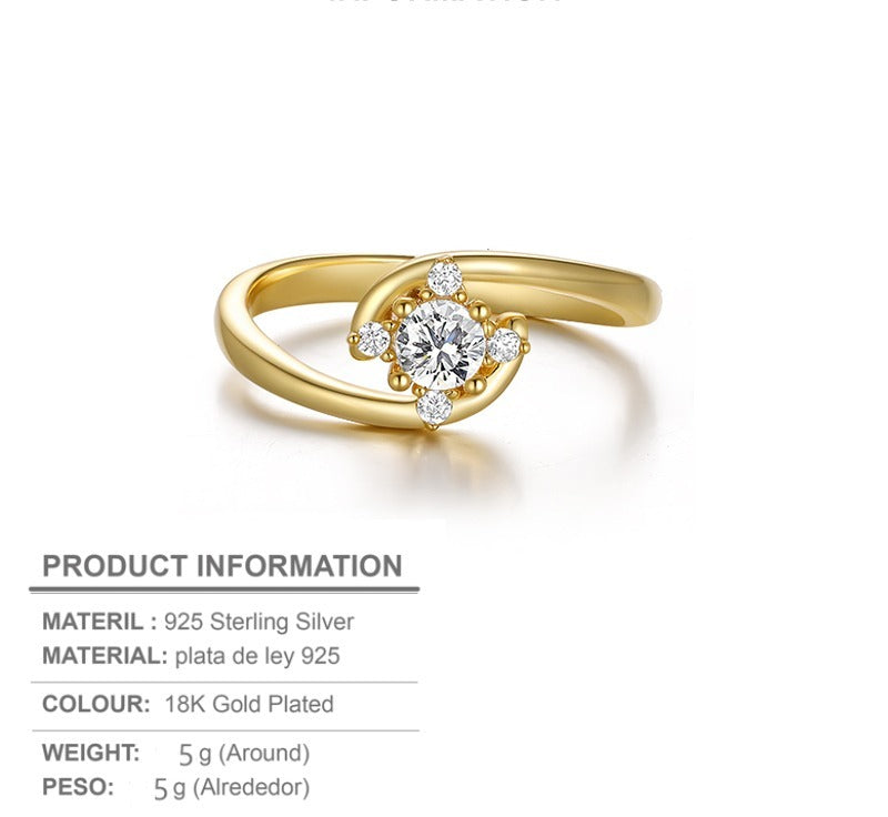 Bague femme dorée, zircon cubique, raffiné, tendance – Vente Flash Bijoux