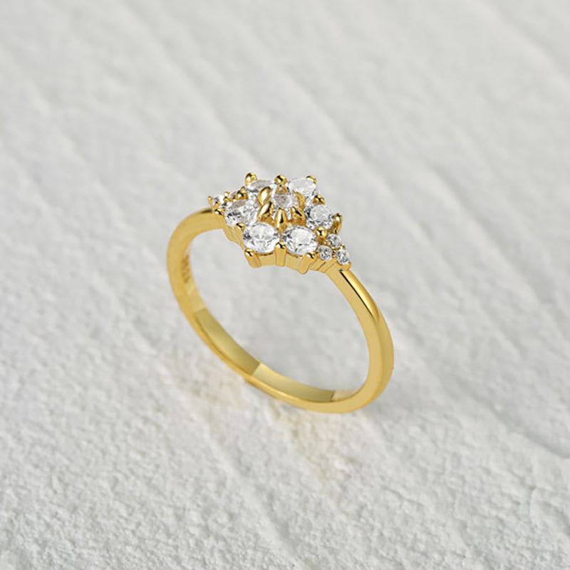 Bague femme dorée, zircon cubique, raffiné, tendance – Vente Flash Bijoux
