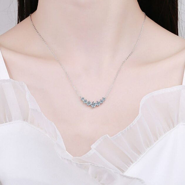 Collier femme argenté, moissanite – Vente Flash Bijoux