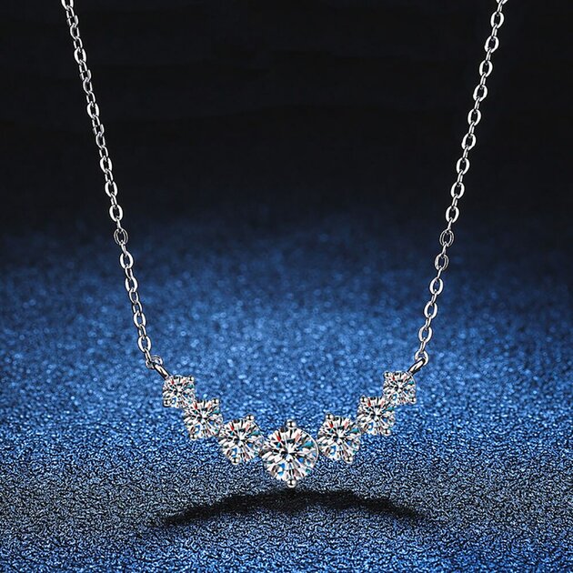 Collier femme argenté, moissanite – Vente Flash Bijoux