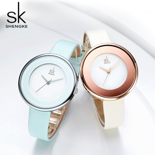 Montre femme à quartz, bracelet cuir – Vente Flash Bijoux
