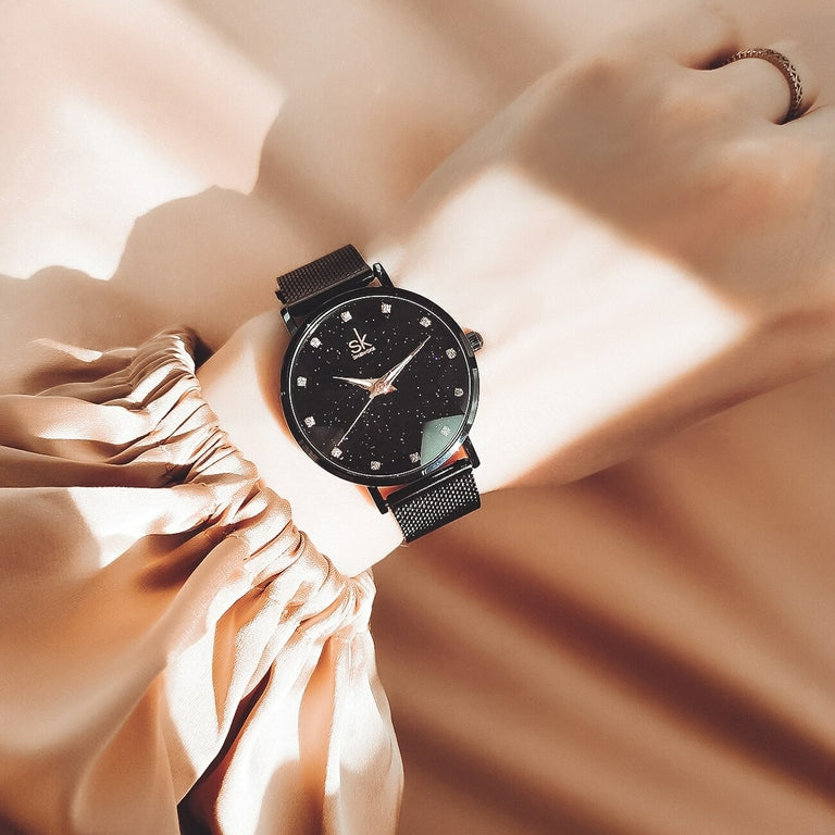 Montre femme acier inoxydable, à quartz, bracelet acier, romantique – Vente Flash Bijoux