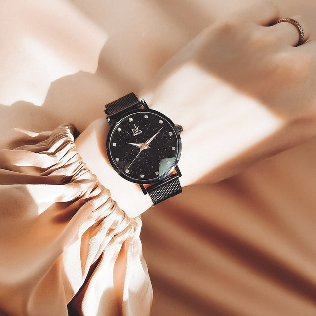 Montre femme acier inoxydable, à quartz, bracelet acier, romantique – Vente Flash Bijoux