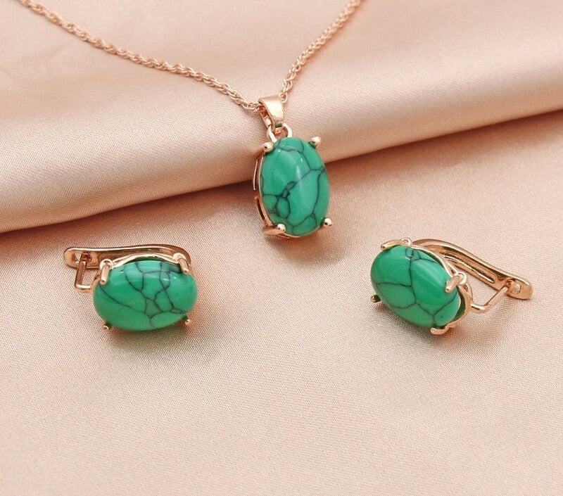 Boucles d'oreilles dorée rose, turquoise – Vente Flash Bijoux