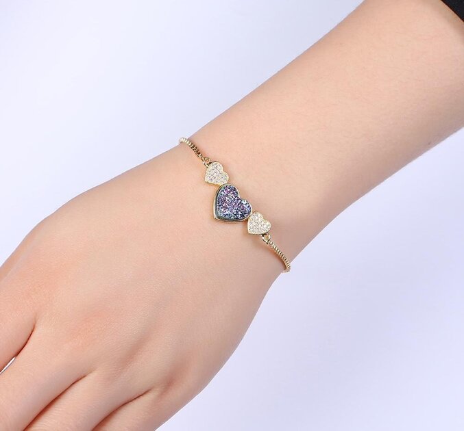 Bracelet femme doré, chaîne, zircon cubique, raffiné, délicat – Vente Flash Bijoux
