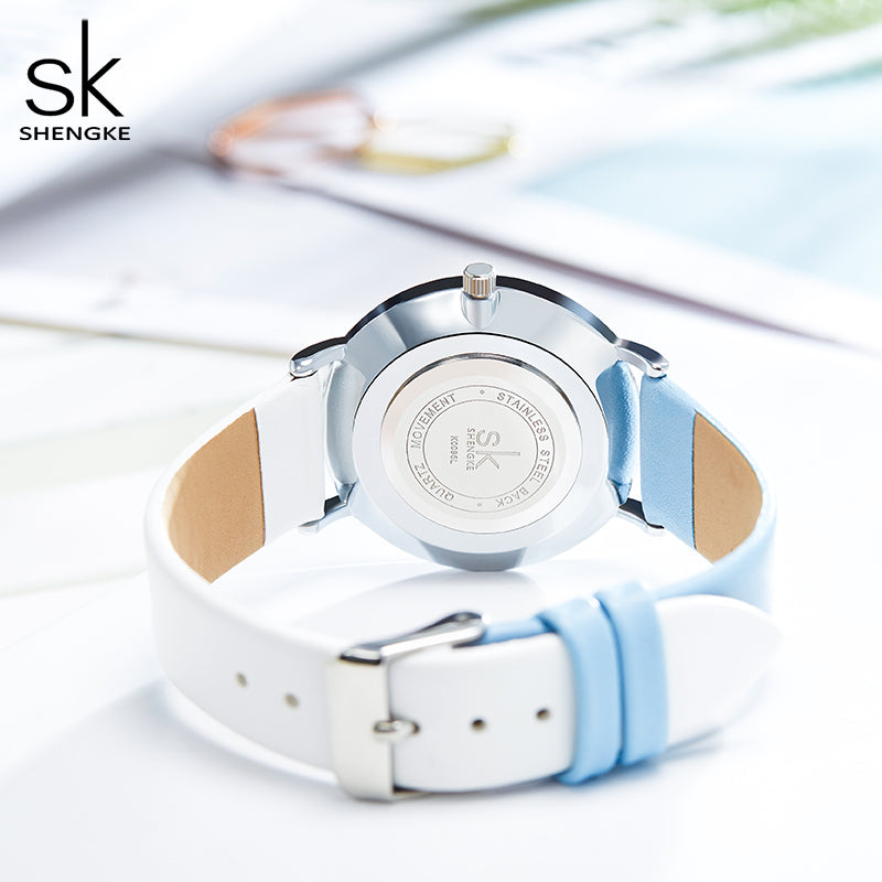 Montre femme acier inoxydable, à quartz, bracelet cuir – Vente Flash Bijoux