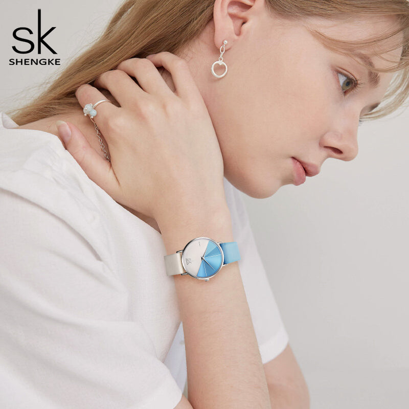 Montre femme acier inoxydable, à quartz, bracelet cuir – Vente Flash Bijoux