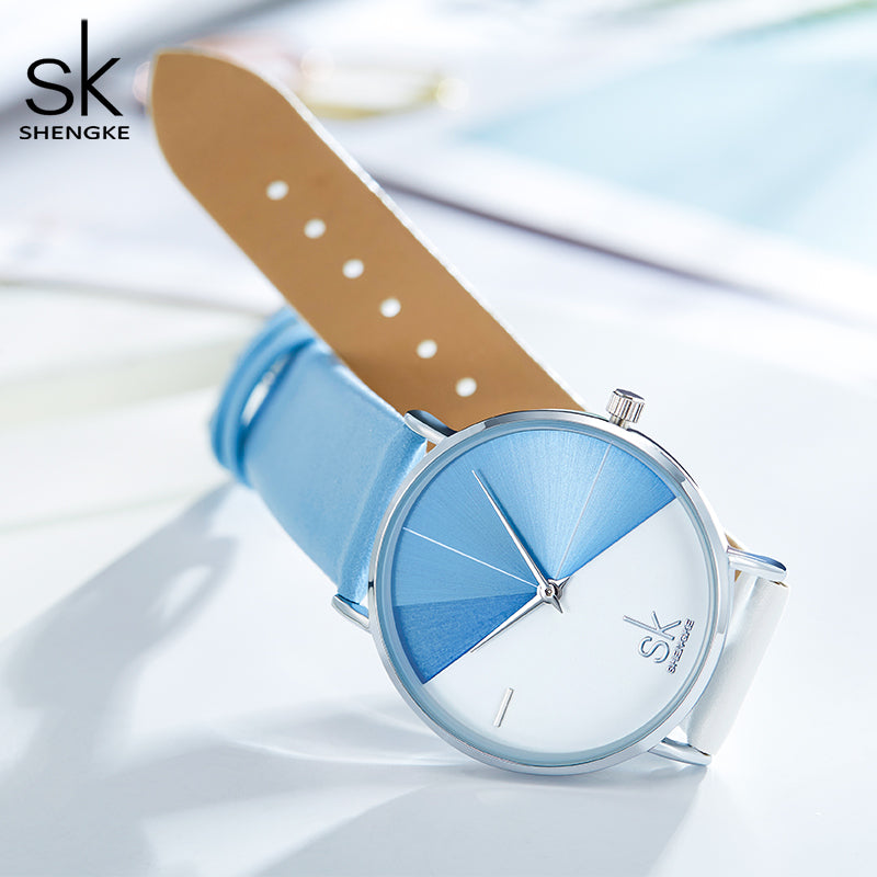 Montre femme acier inoxydable, à quartz, bracelet cuir – Vente Flash Bijoux