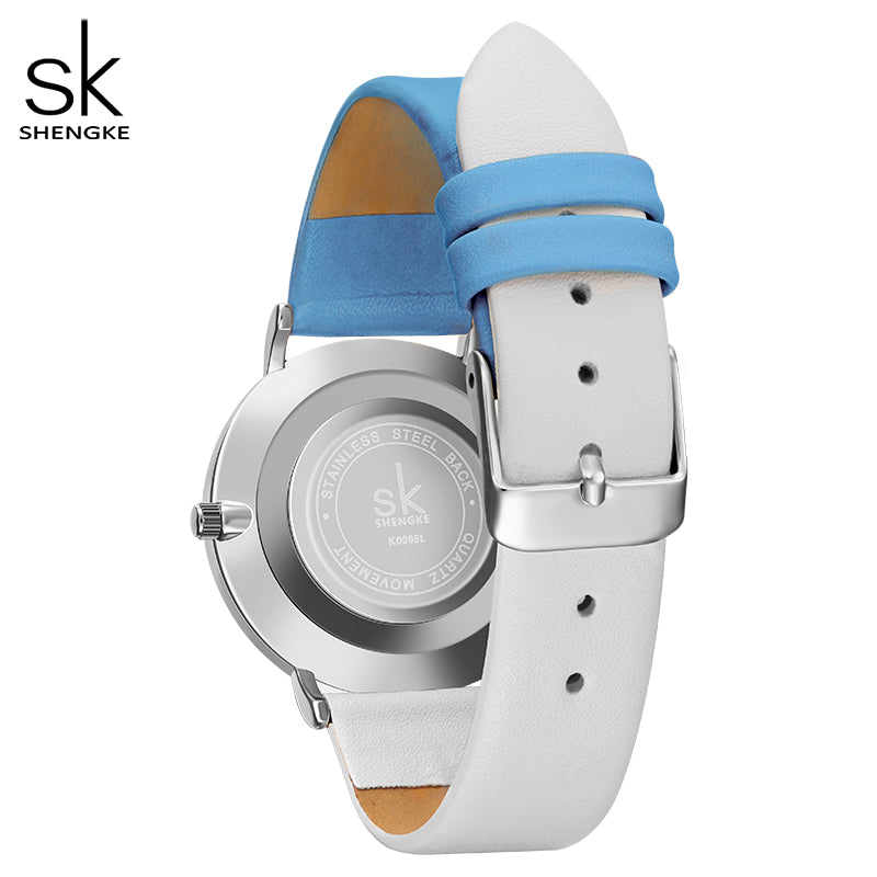 Montre femme acier inoxydable, à quartz, bracelet cuir – Vente Flash Bijoux