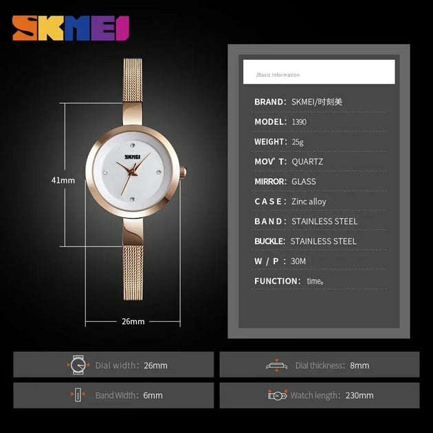 Montre femme dorée rose, à quartz, bracelet acier – Vente Flash Bijoux