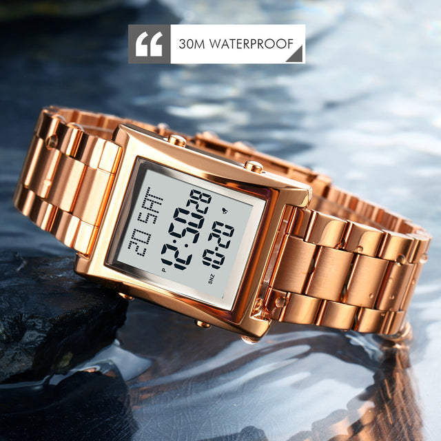 Montre homme acier inoxydable, chronographe, bracelet acier, élégant – Vente Flash Bijoux