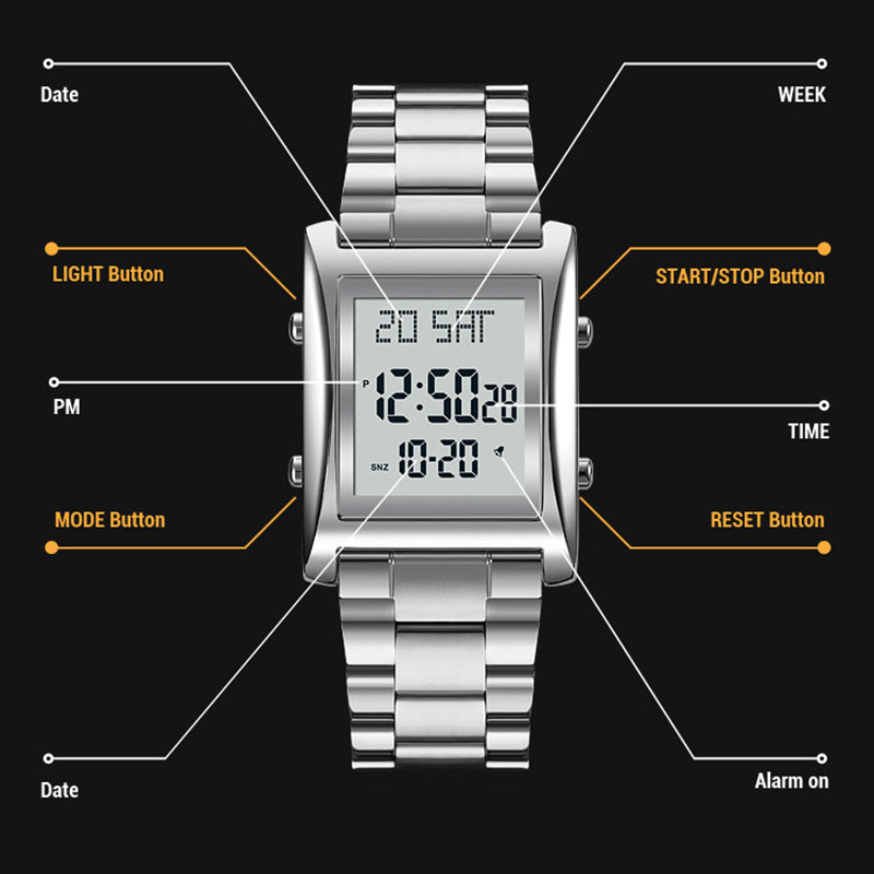 Montre homme acier inoxydable, chronographe, bracelet acier, élégant – Vente Flash Bijoux