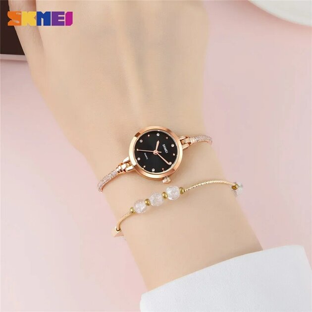 Montre femme acier inoxydable, à quartz, bracelet acier, graphique – Vente Flash Bijoux
