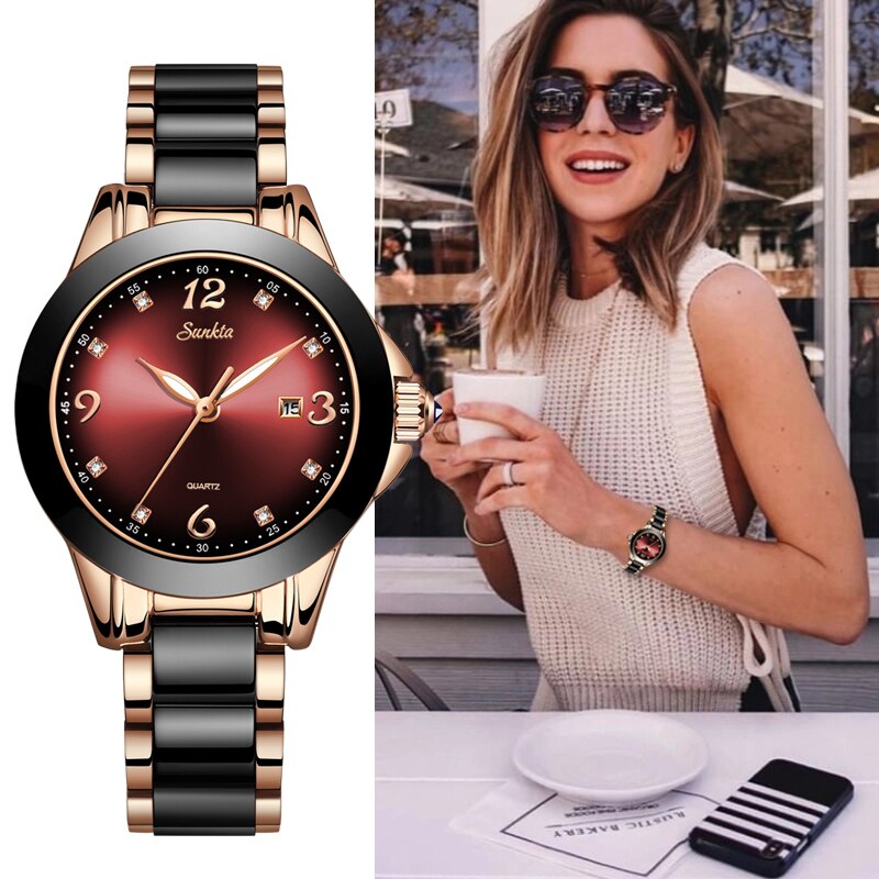 Montre femme à quartz, bracelet acier – Vente Flash Bijoux