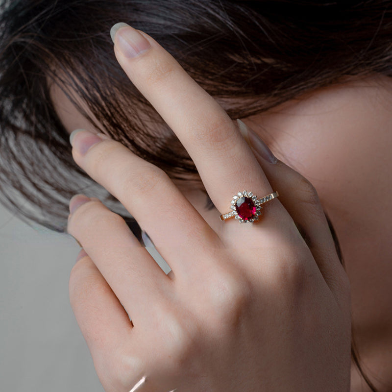 Bague femme dorée ou argentée, grenat – Vente Flash Bijoux