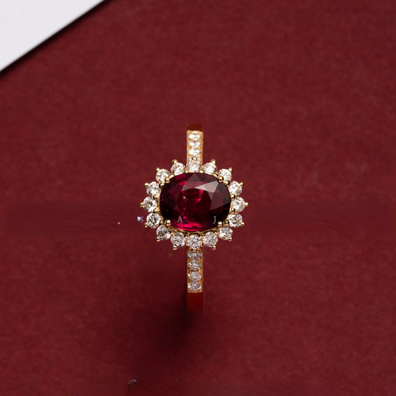 Bague femme dorée ou argentée, grenat – Vente Flash Bijoux