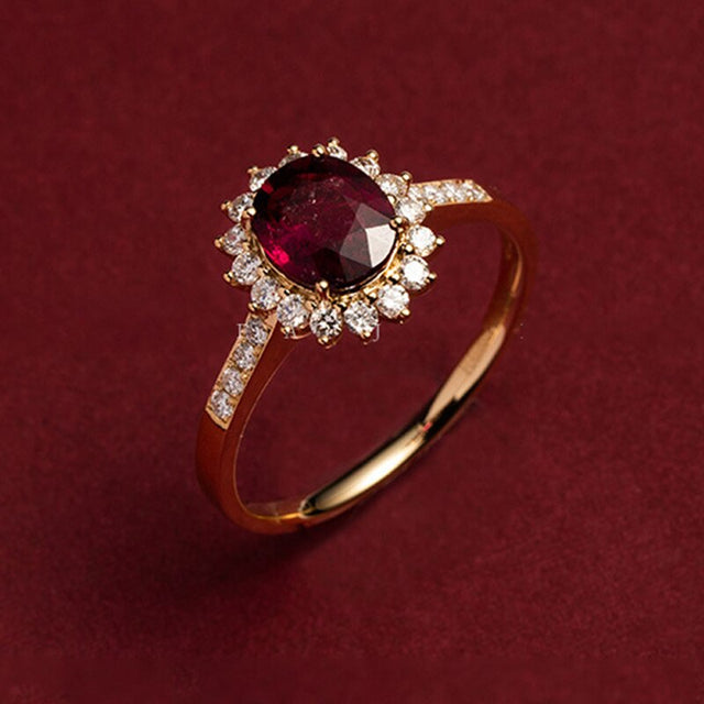 Bague femme dorée ou argentée, grenat – Vente Flash Bijoux