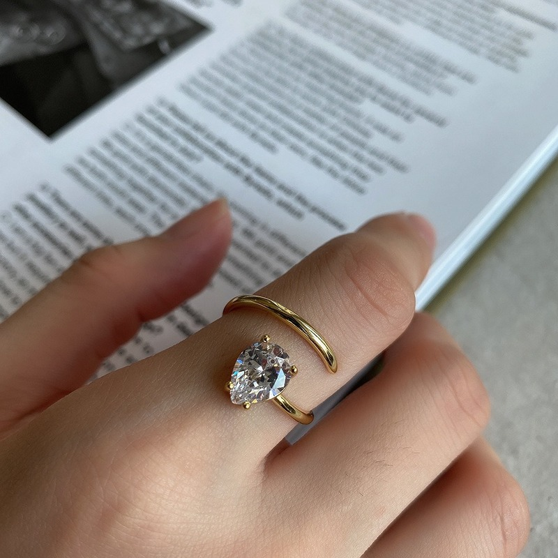 Bague femme dorée ou argentée, zircon cubique, ajustable – Vente Flash Bijoux