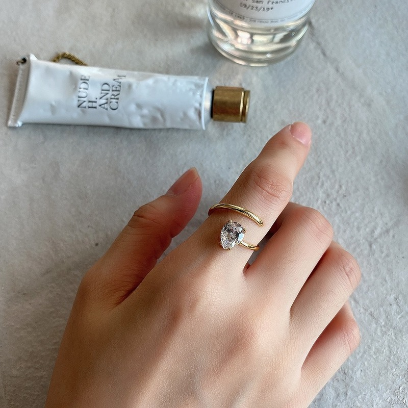 Bague femme dorée ou argentée, zircon cubique, ajustable – Vente Flash Bijoux