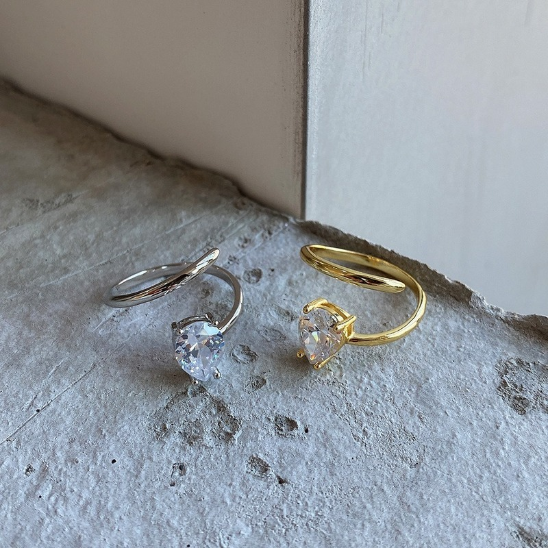 Bague femme dorée ou argentée, zircon cubique, ajustable – Vente Flash Bijoux