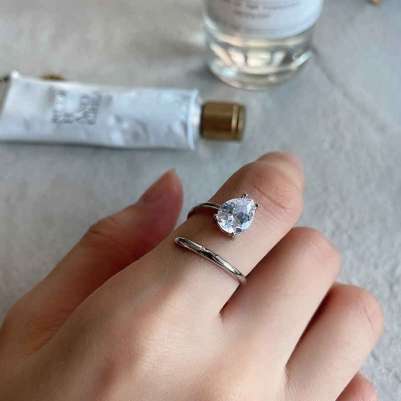 Bague femme dorée ou argentée, zircon cubique, ajustable – Vente Flash Bijoux